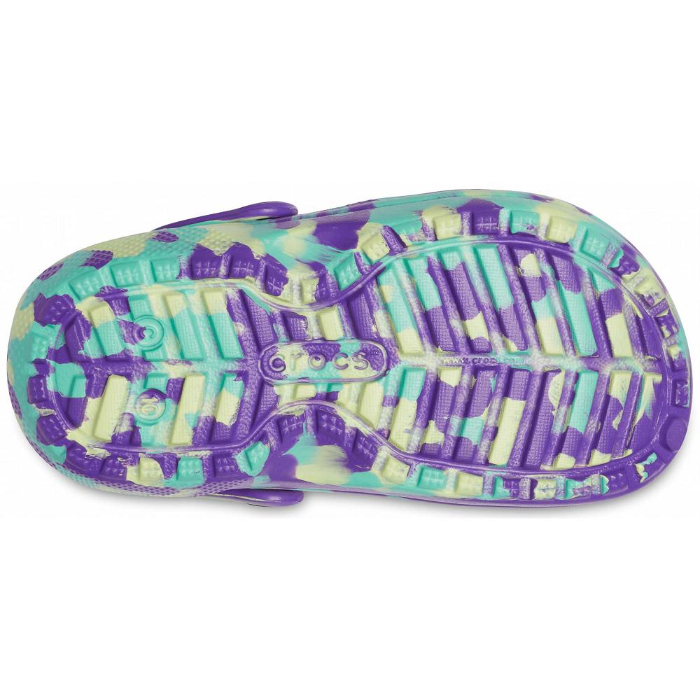 Purple / Multi Girls' Crocs Classic Lined Marbled Clogs | NZ 1523GSOL
